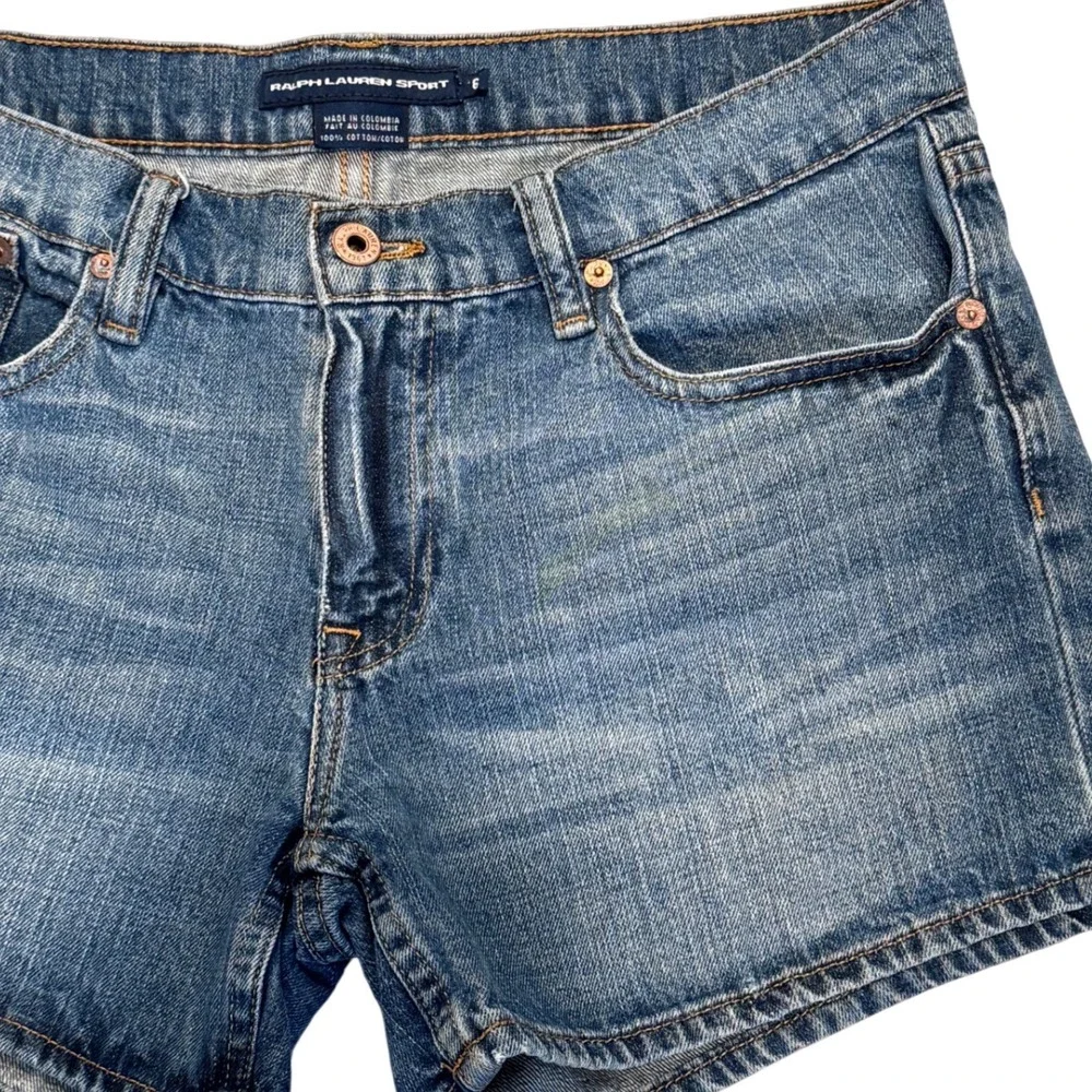 Ralph Lauren Sport Blue Denim Jean Shorts Womens 6 Low Rise Cotton Medium Wash